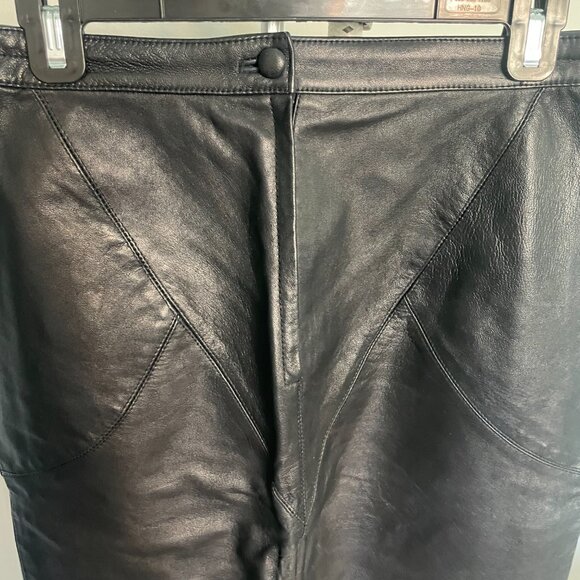 Vintage Black Leather Skirt size 6 - Picture 3 of 4